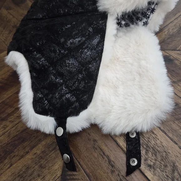 Spyder Women's Quilted Black and White Faux Fur Trapper Style Winter Hat - Picture 4 of 11